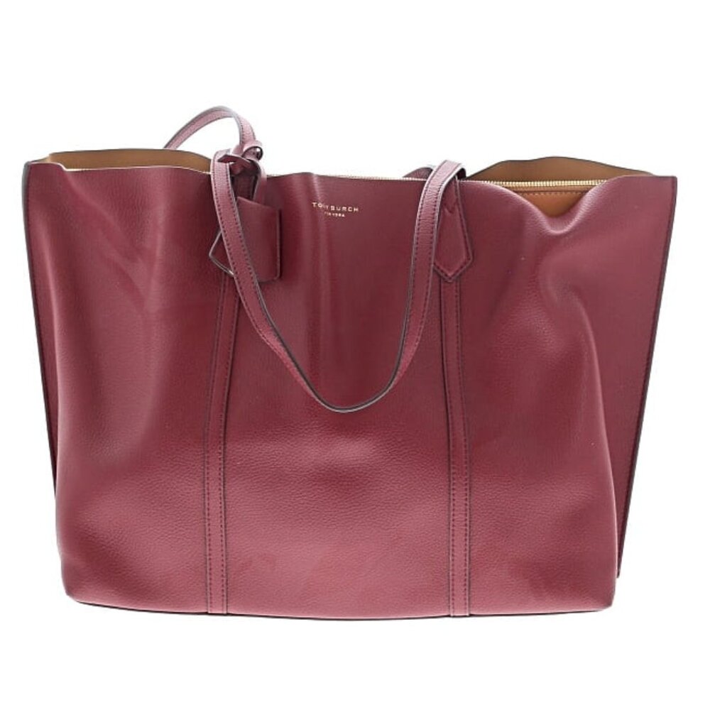 Tory Burch Large Shoulder 3 Compartment Leather Tote Bag Handbag Purse Bag